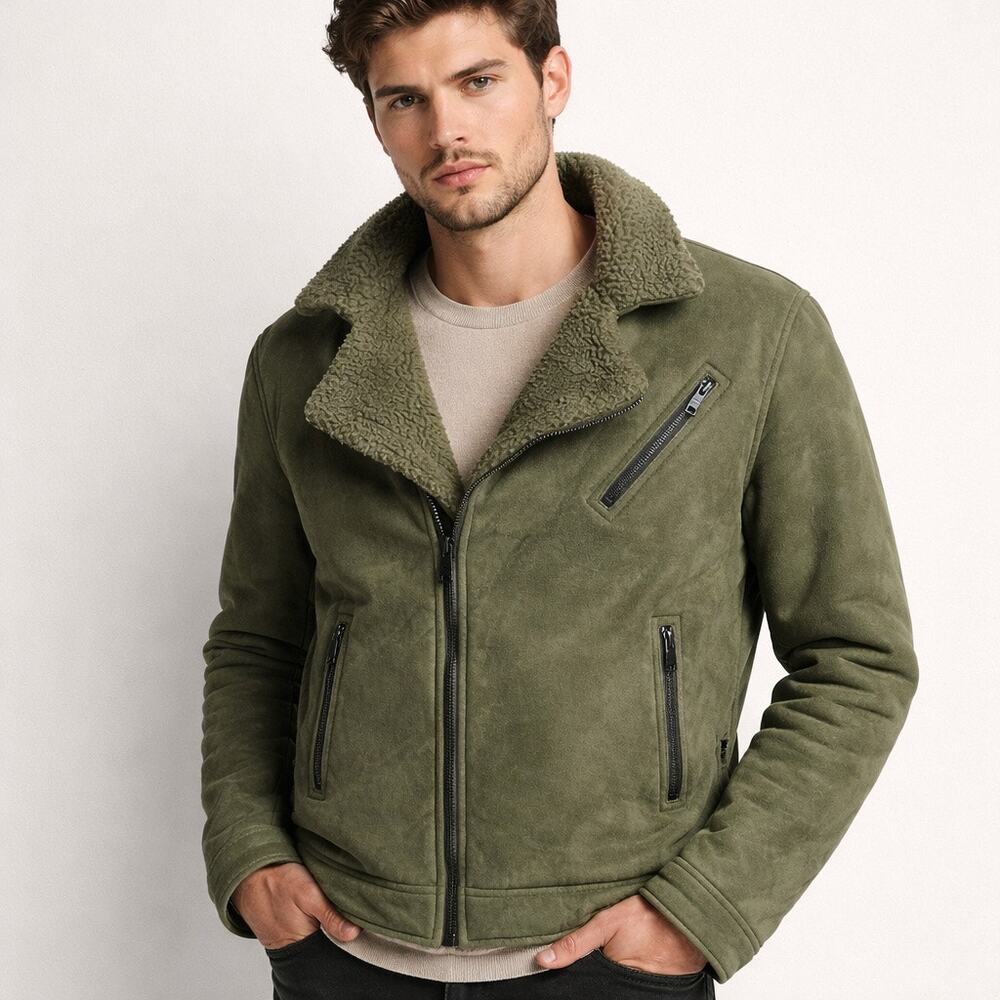 Emporio Armani Suede Sherpa-Lined Jacket